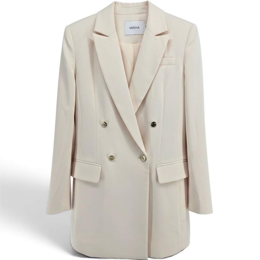 MISHA Blazer Womens 6 Sadie Cream Double Breasted Gold Button JAS21JA1051 EUC